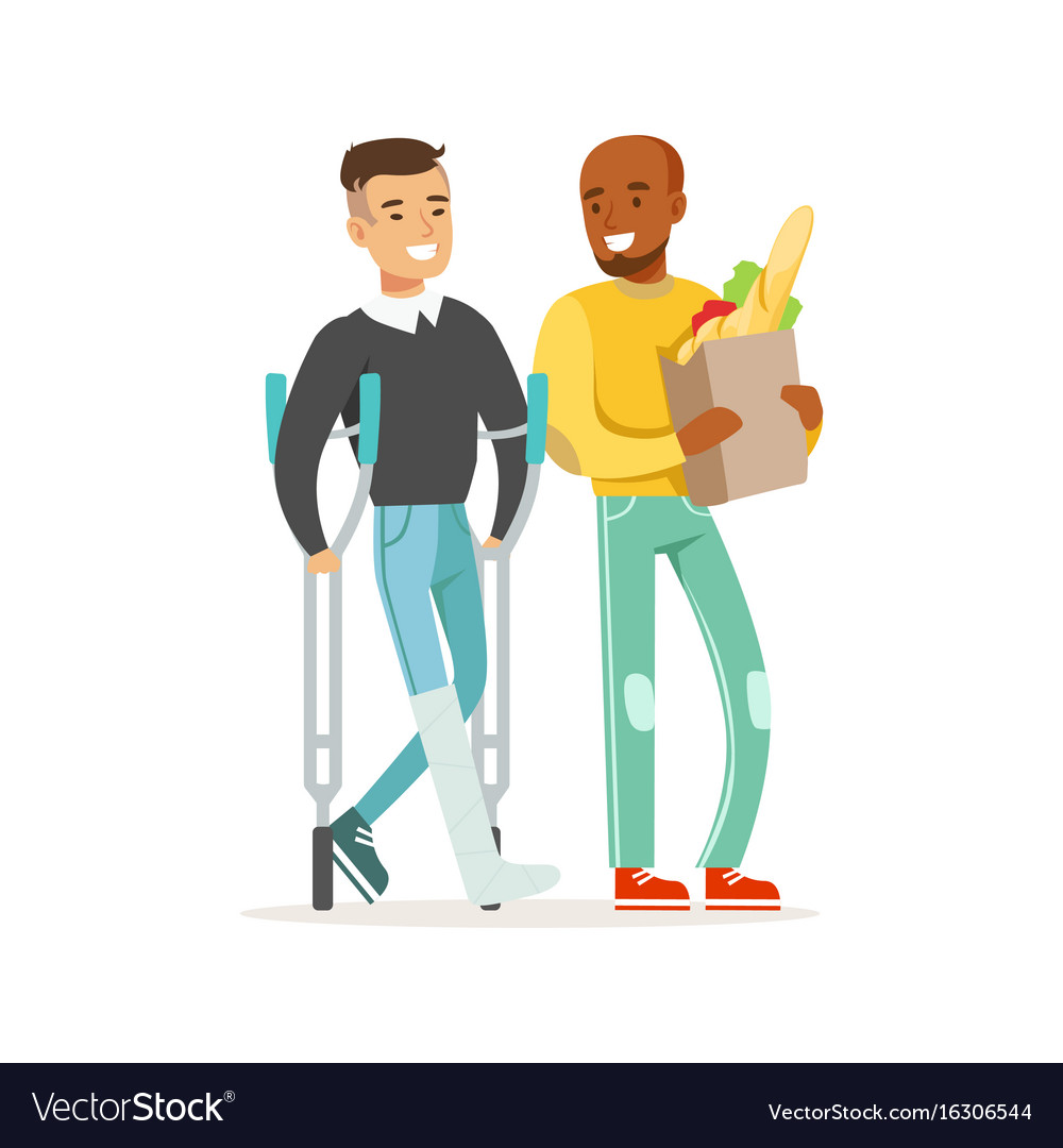 Man Using Crutches with Cast