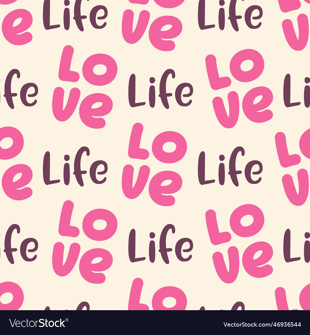 Pink love life valentines day seamless pattern