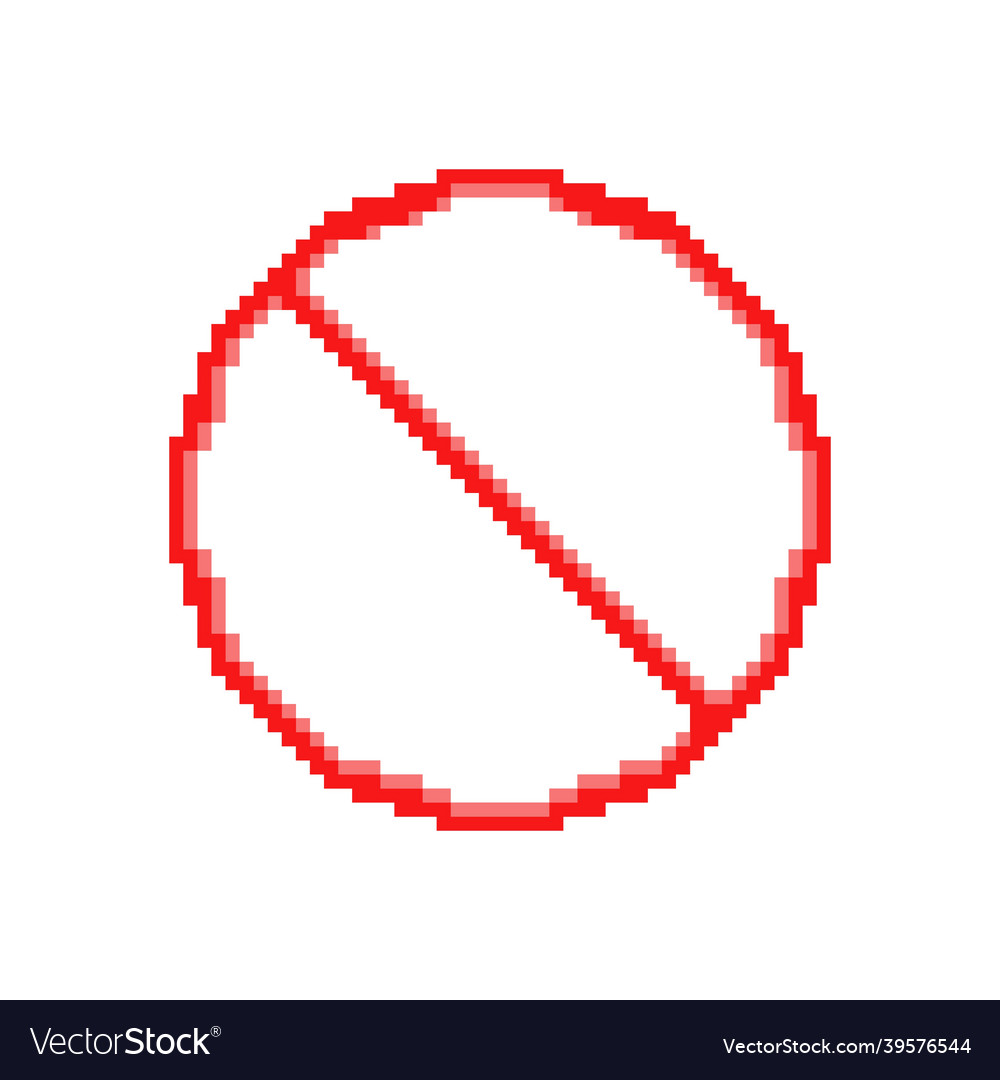 Red round pixel prohibition sign template