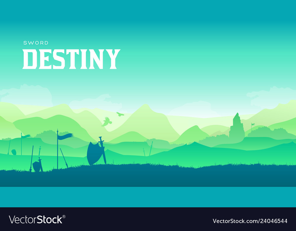 Silhouette historical battlefield at sunset design vector image Silhouette historical battlefield at sunset design
