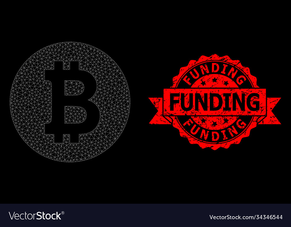 Textured funding seal and polygonal net bitcoin vector image Textured funding seal and polygonal net bitcoin