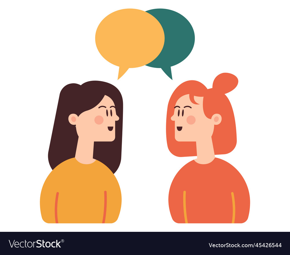 Two girls meet and talk friendly gatherings Vector Image