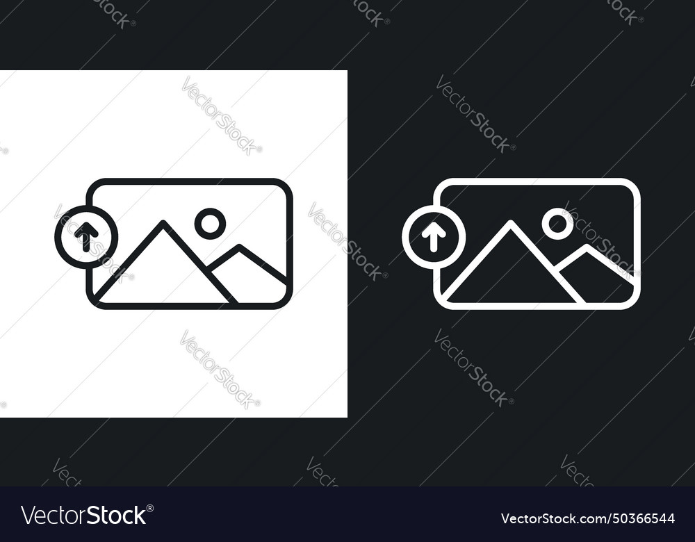 Upload photo icon set image picture and camera Vector Image