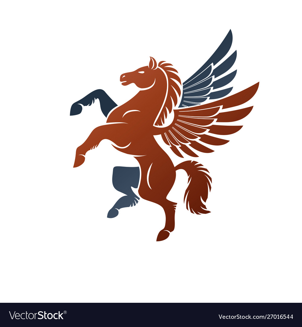 Winged pegasus ancient emblem animal element Vector Image Winged pegasus ancient emblem animal element Vector Image