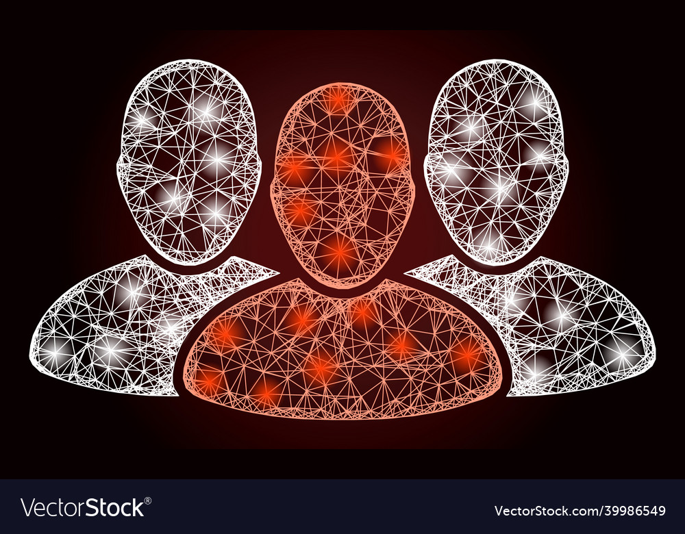 Bright net mesh user group with glare spots vector image Bright net mesh user group with glare spots