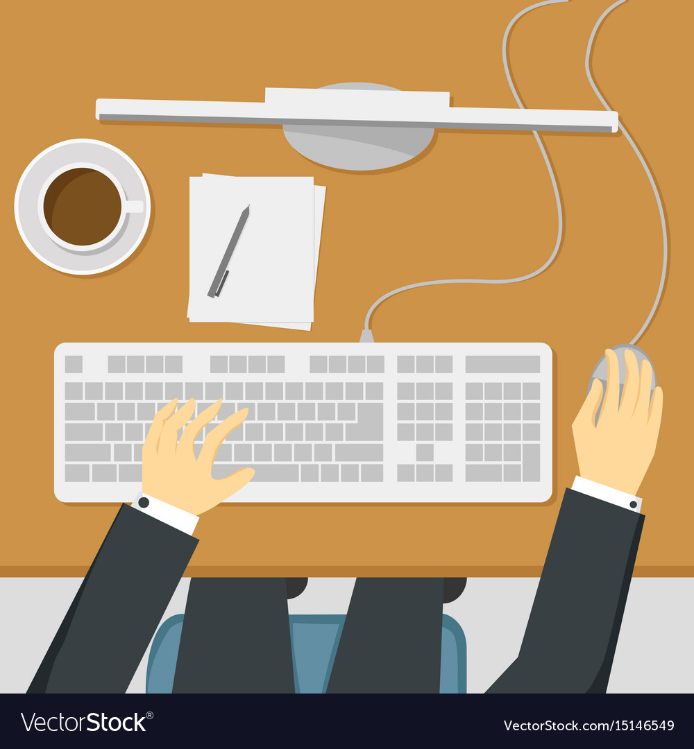 Businessman working on desktop computer