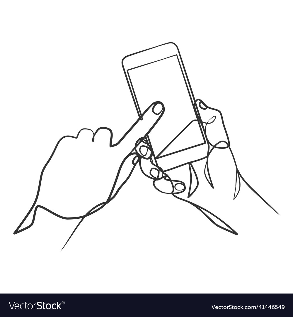 Continuous line drawing of hand holding smart Vector Image