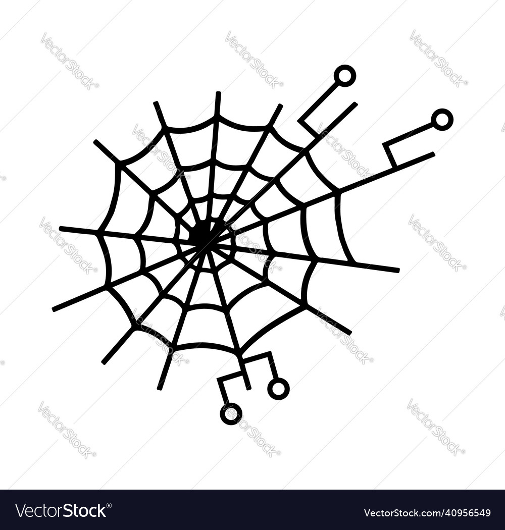 Digital spider web net on white