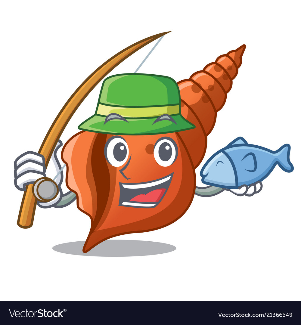 Fishing long shell mascot cartoon