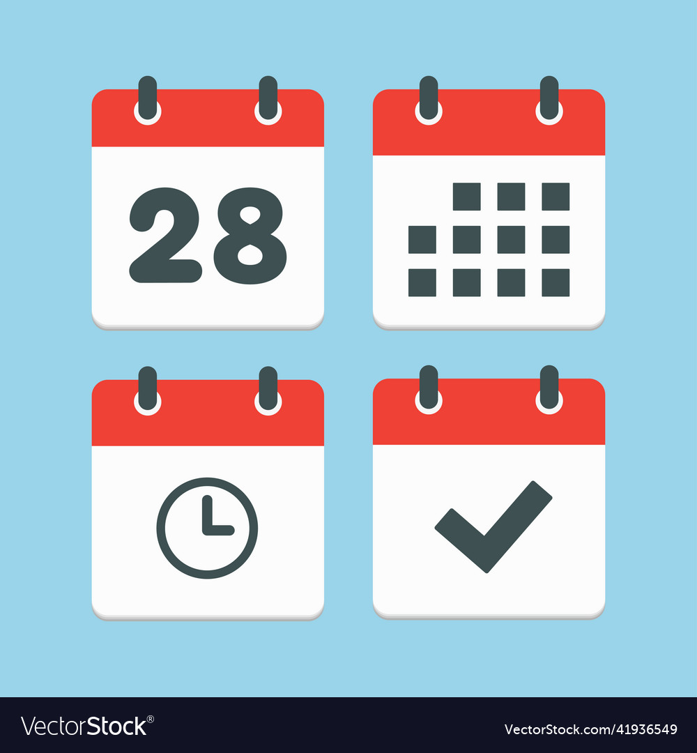 Icons calendar number 27 agenda app timer done Vector Image