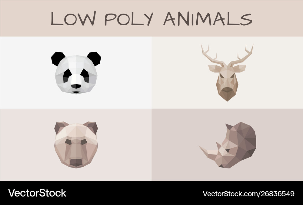 Low poly animals Royalty Free Vector Image - VectorStock