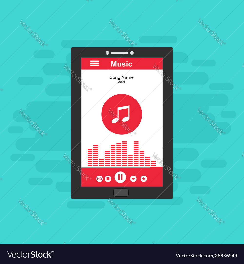 Media player application app template with flat Vector Image