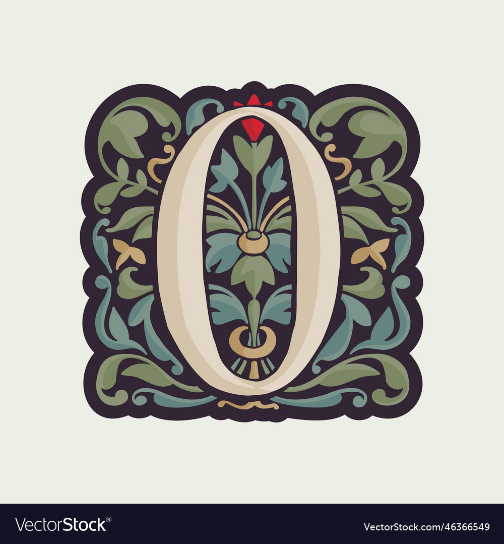 Number zero illuminated initial with curve leaf Vector Image Number zero illuminated initial with curve leaf