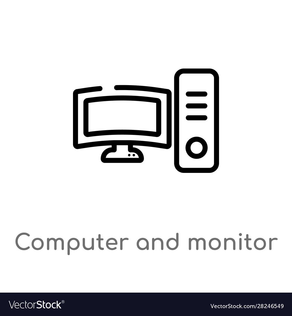 Outline computer and monitor tools icon isolated vector image Outline computer and monitor tools icon isolated