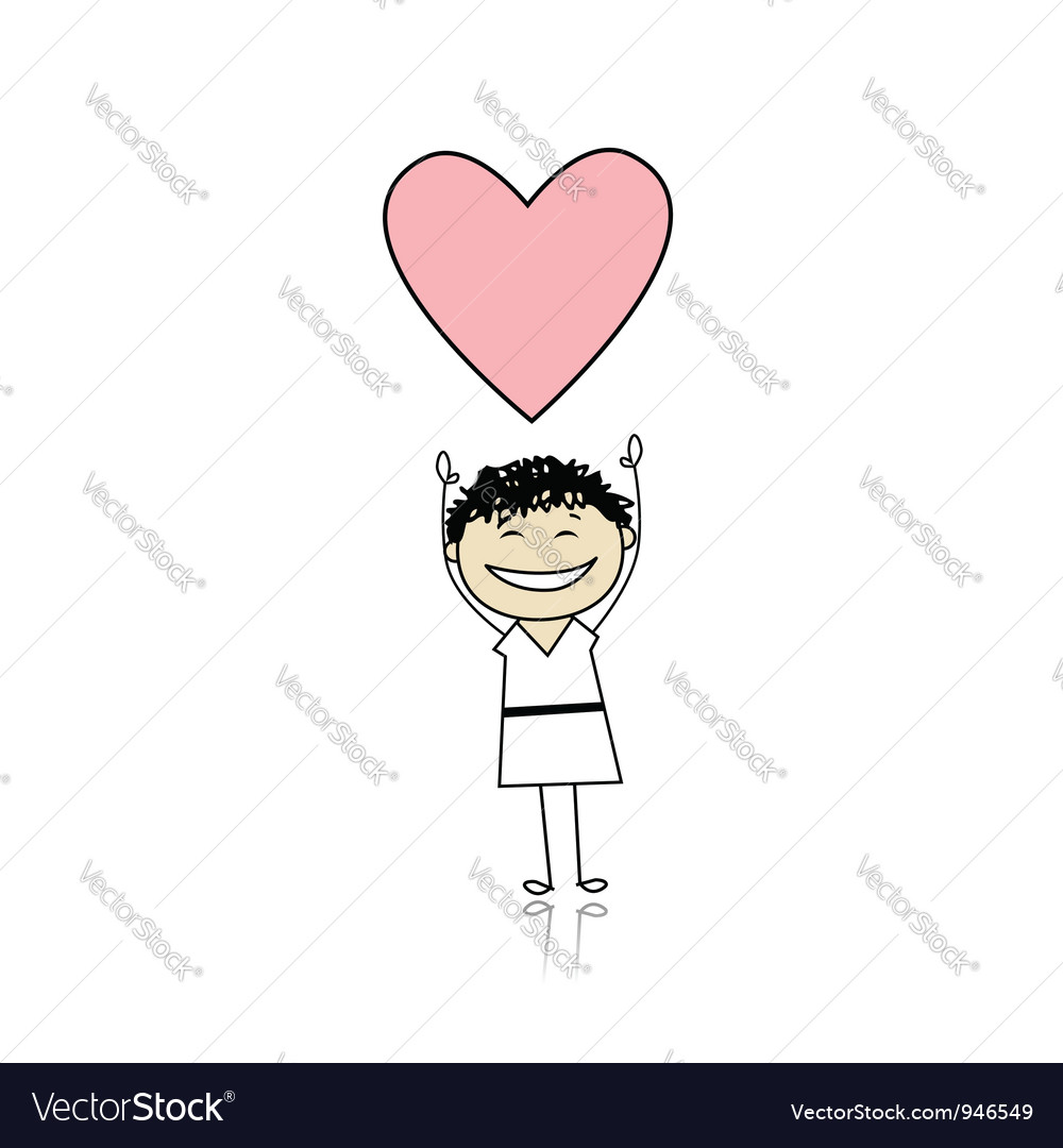 Saint valentine day - cute girl holding heart