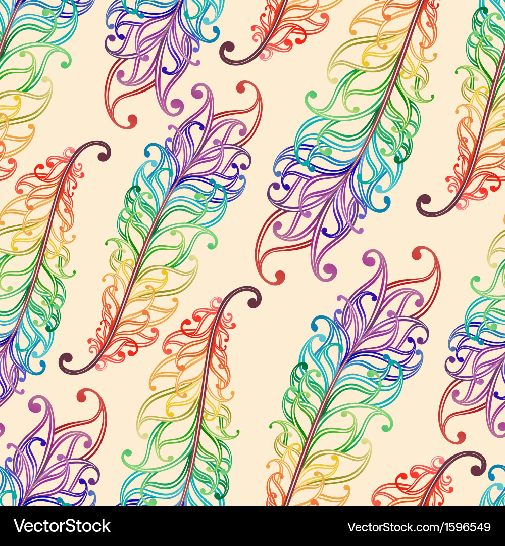 Seamless pattern with feathers Royalty Free Vector Image