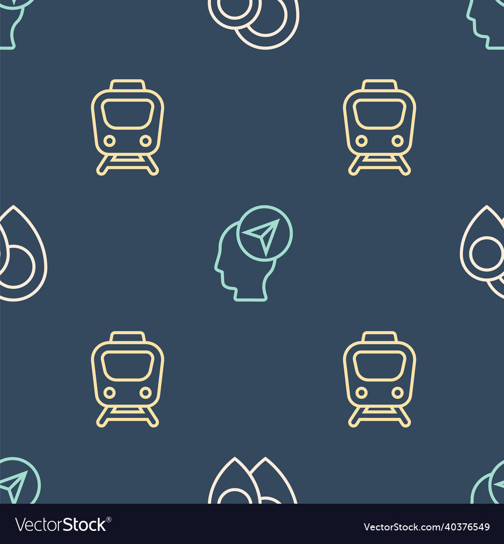 Set line location train and with person vector image Set line location train and with person