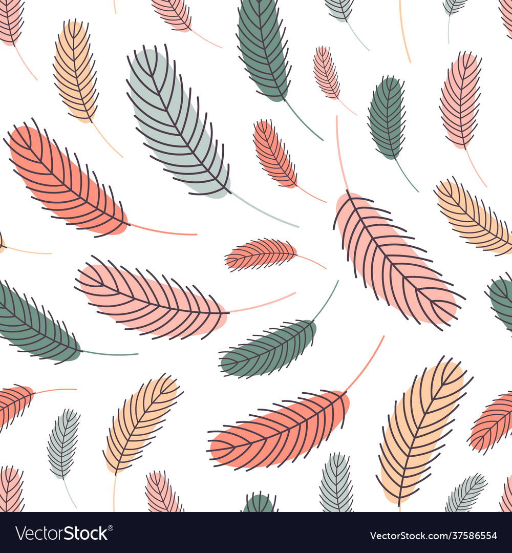 Bird feathers patternpattern with chicken feather vector image Bird feathers patternpattern with chicken feather