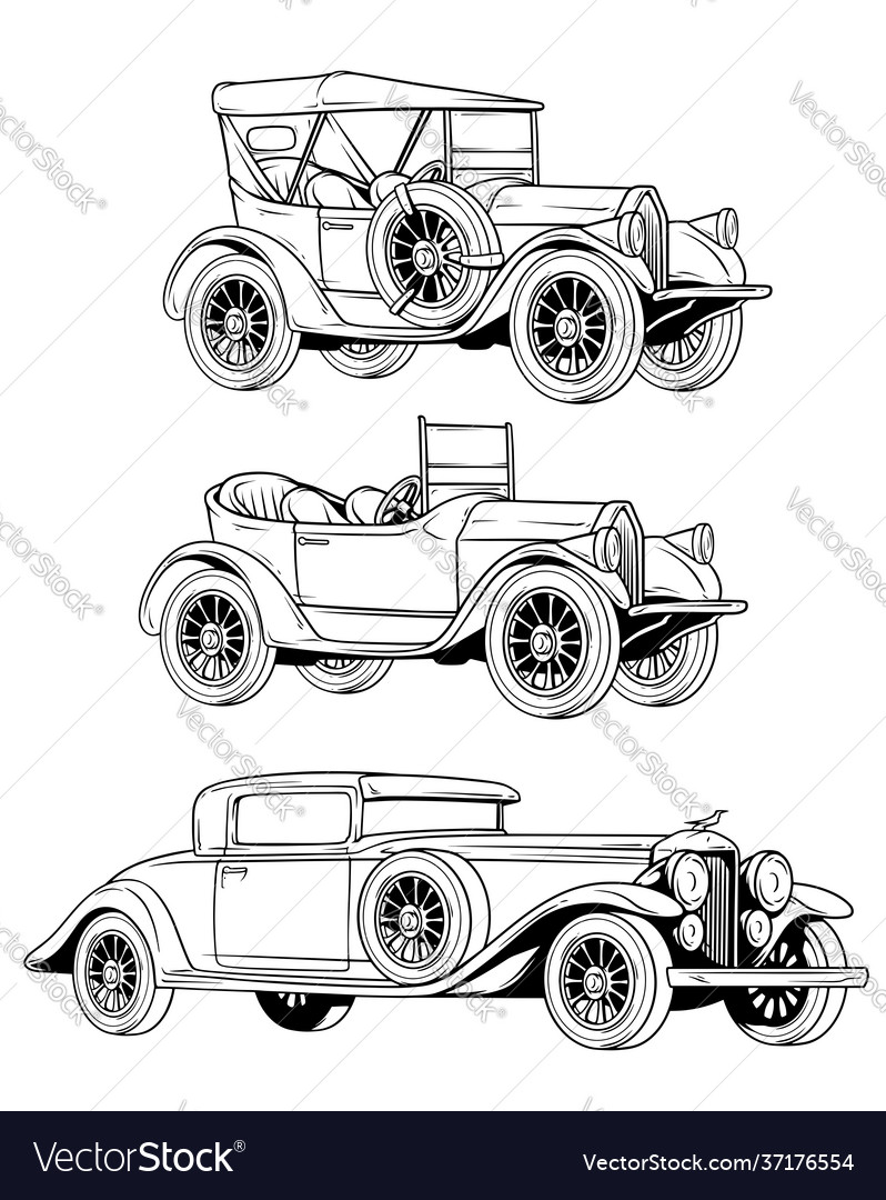 Cartoon Retro Vintage Luxus Cabrio Autos vector image Cartoon Retro Vintage Luxus Cabrio Autos