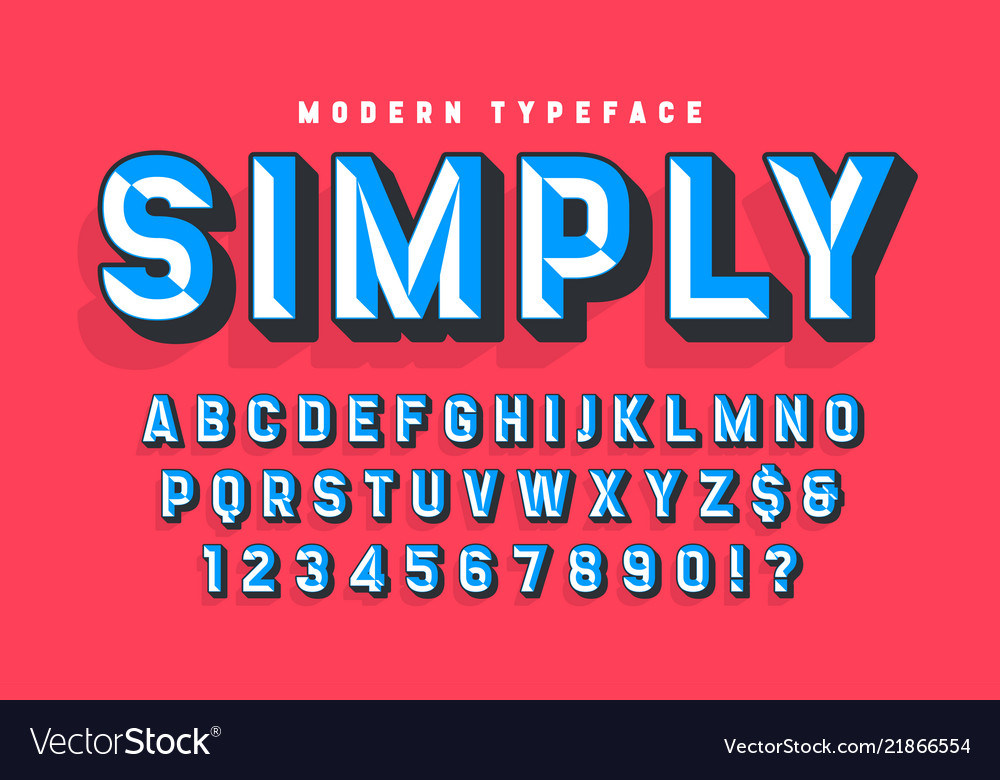 Chisel crafted display font with facets alphabet Vector Image