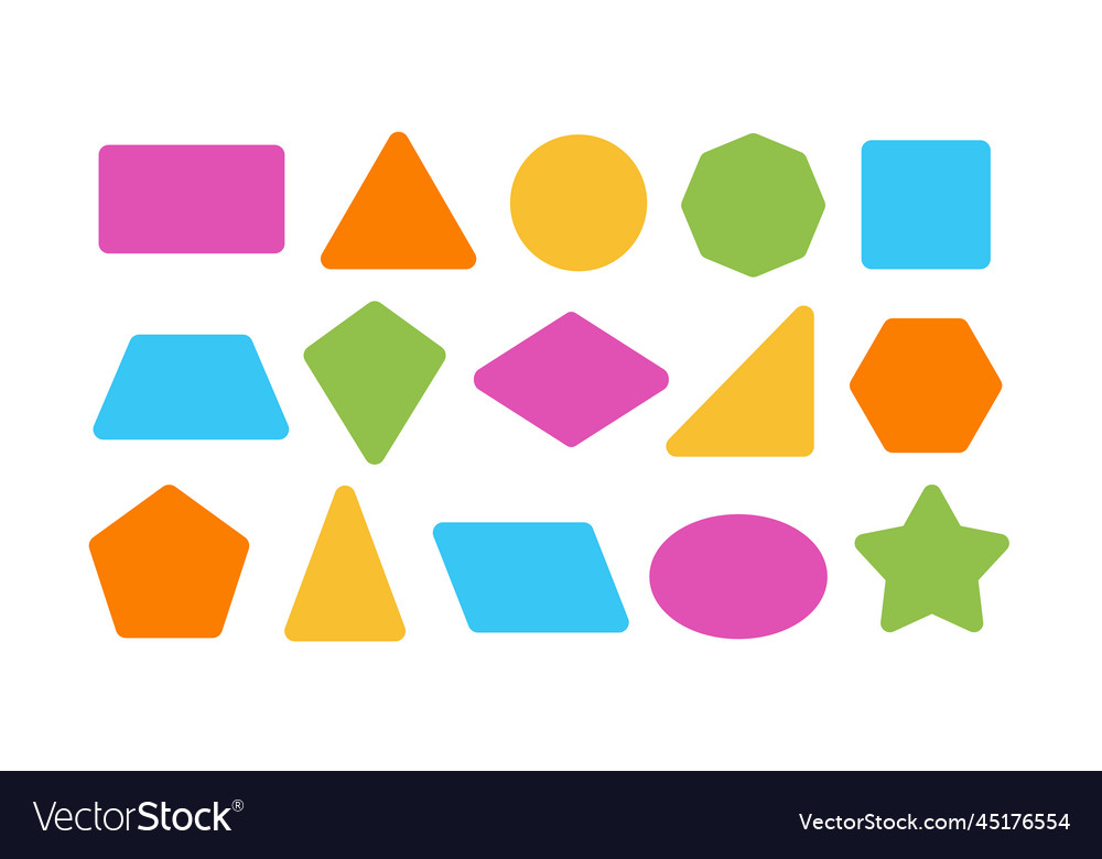 Colorful basic 2d shapes geometric shape set Vector Image