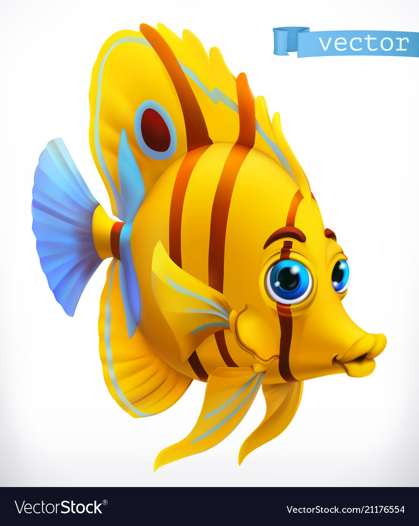 Funny tropical fish 3d icon Royalty Free Vector Image