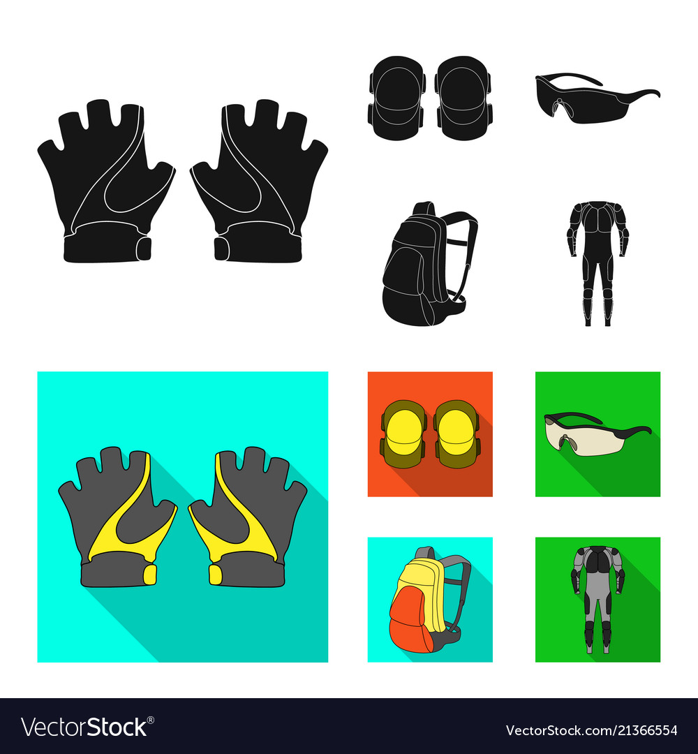 Gloves elbow pads goggles cyclist backpack