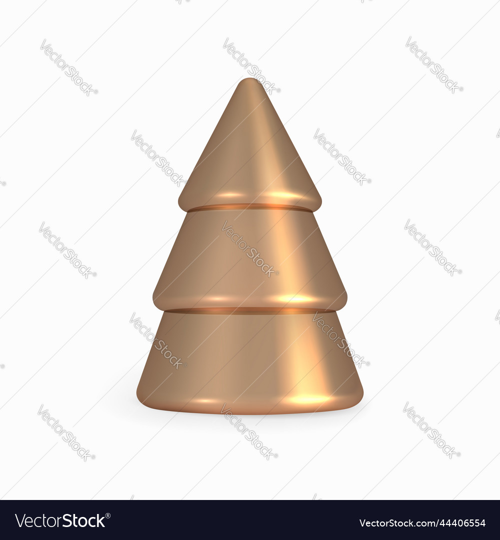 Gold christmas tree cone golden 3d render vector image