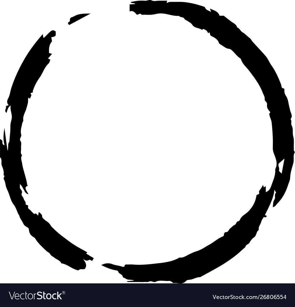 Hand-drawn black brushstroke circle Royalty Free Vector