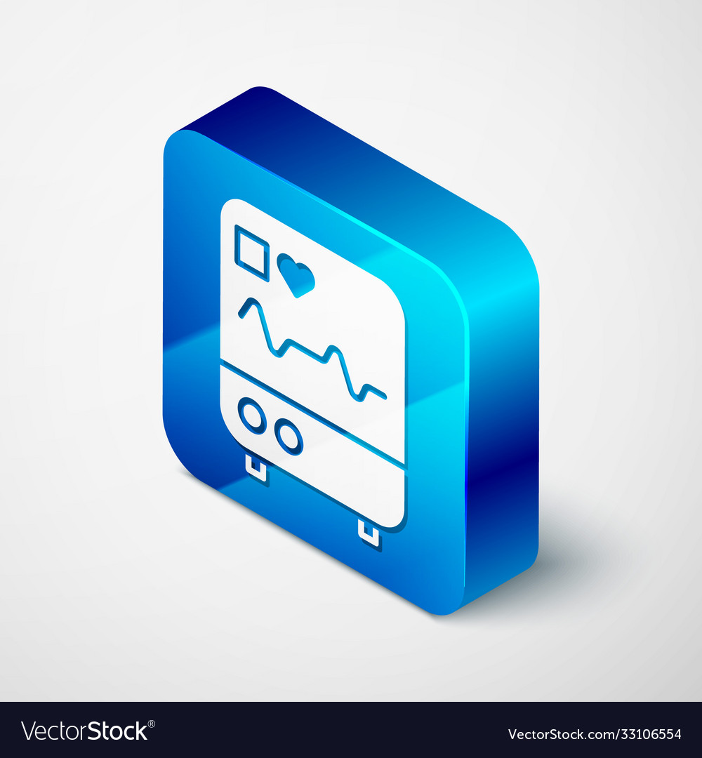 Isometric computer monitor with cardiogram icon Vector Image Isometric computer monitor with cardiogram icon
