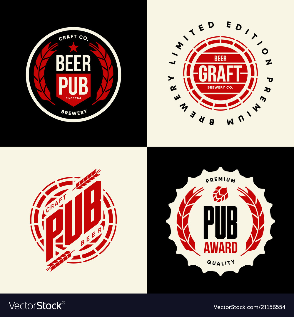 Modern craft beer drink isolated logo sign vector image Modern craft beer drink isolated logo sign