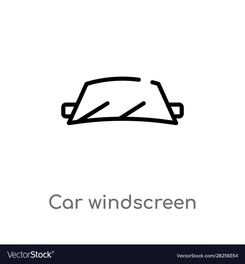 Outline Auto Windscreen-Symbol isoliert schwarz einfach