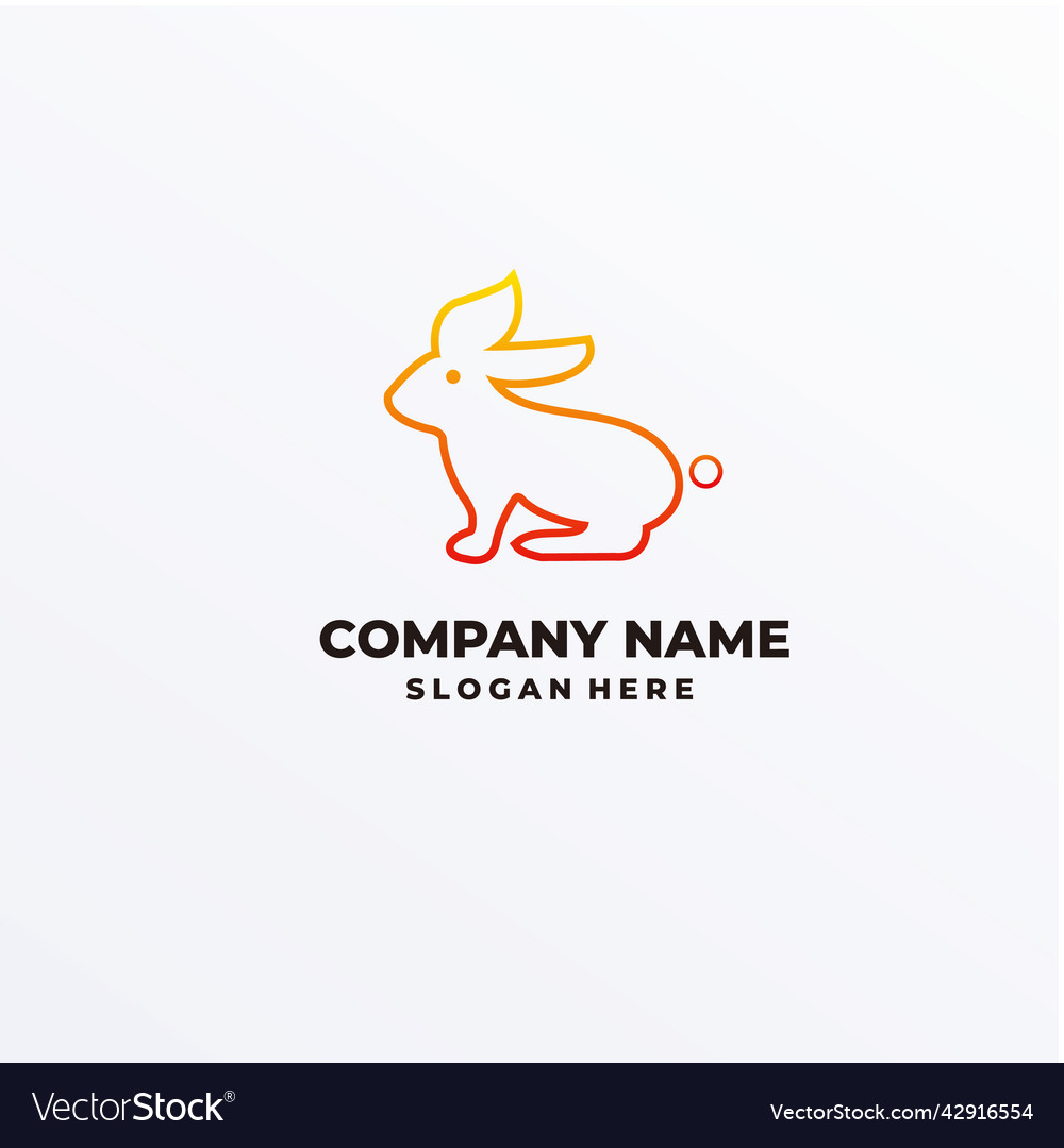 Rabbit logo design template with line style