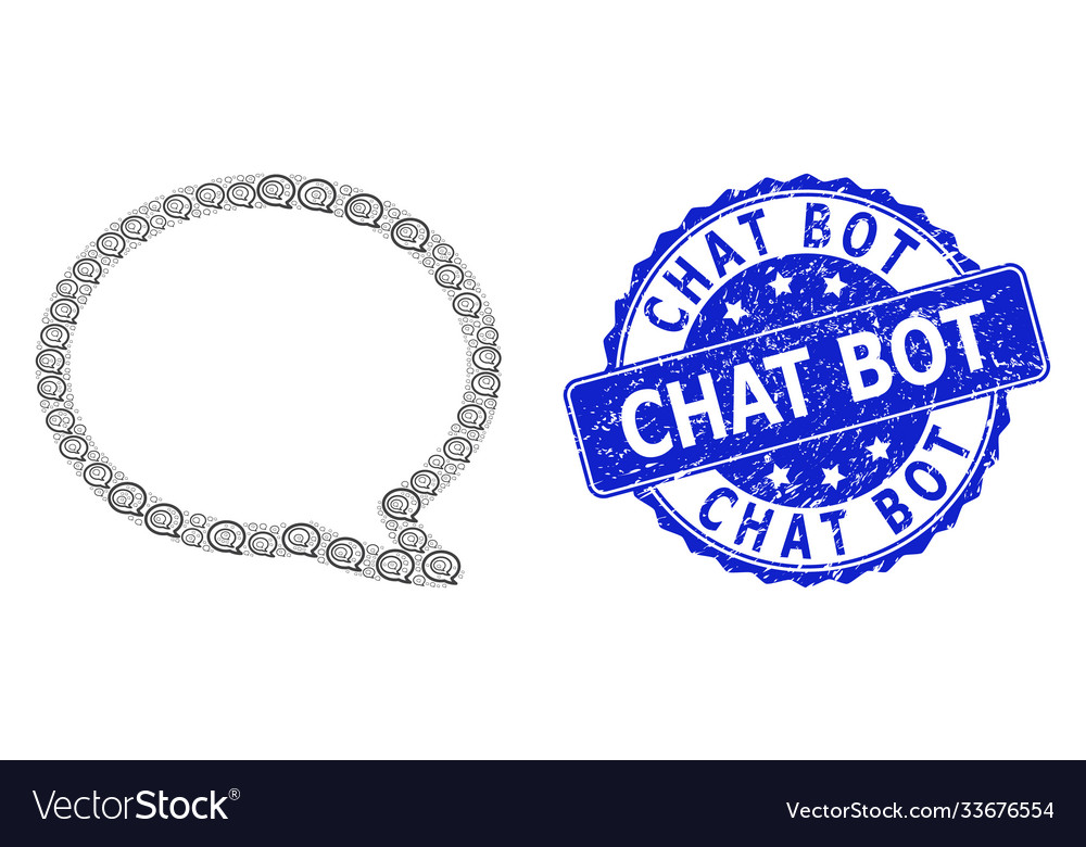 Rubber chat bot round seal stamp and recursive vector image Rubber chat bot round seal stamp and recursive