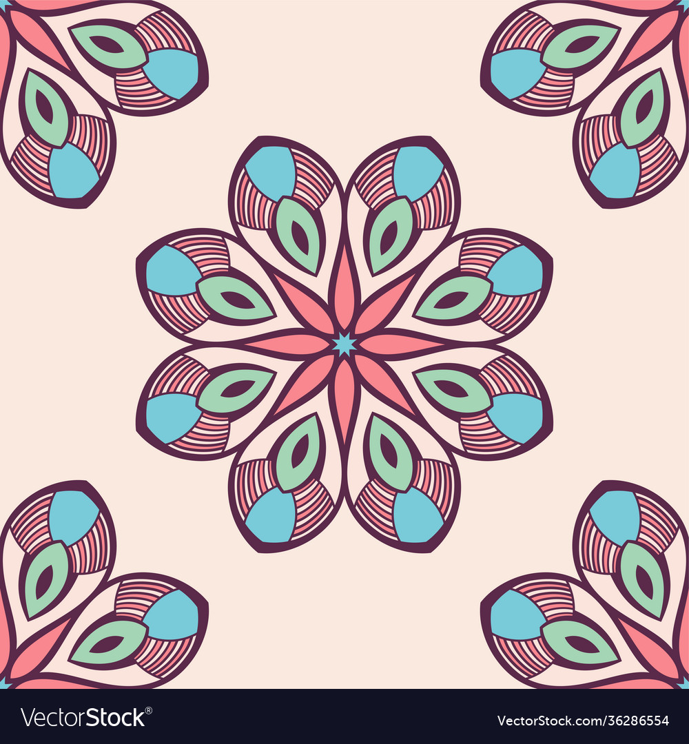 Seamless color pattern with mandala abstract vector image Seamless color pattern with mandala abstract
