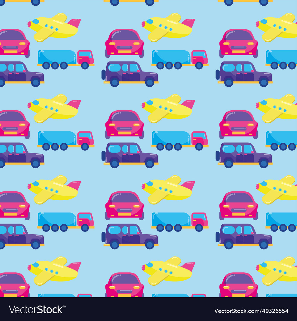 Seamless pattern background with vehicle icons