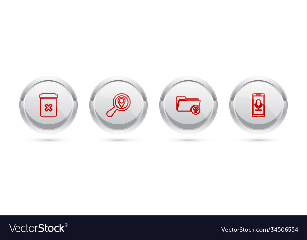 Set line trash can search location unknown Vector Image Set line trash can search location unknown