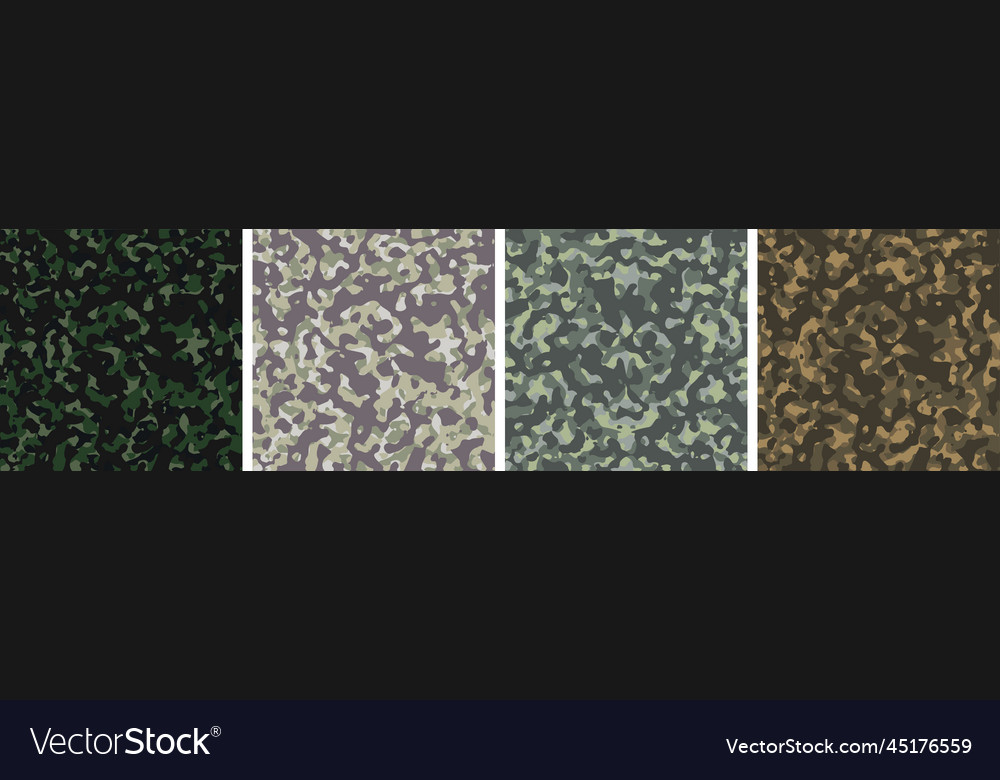 4 camouflage background set pattern design Vector Image 4 camouflage background set pattern design