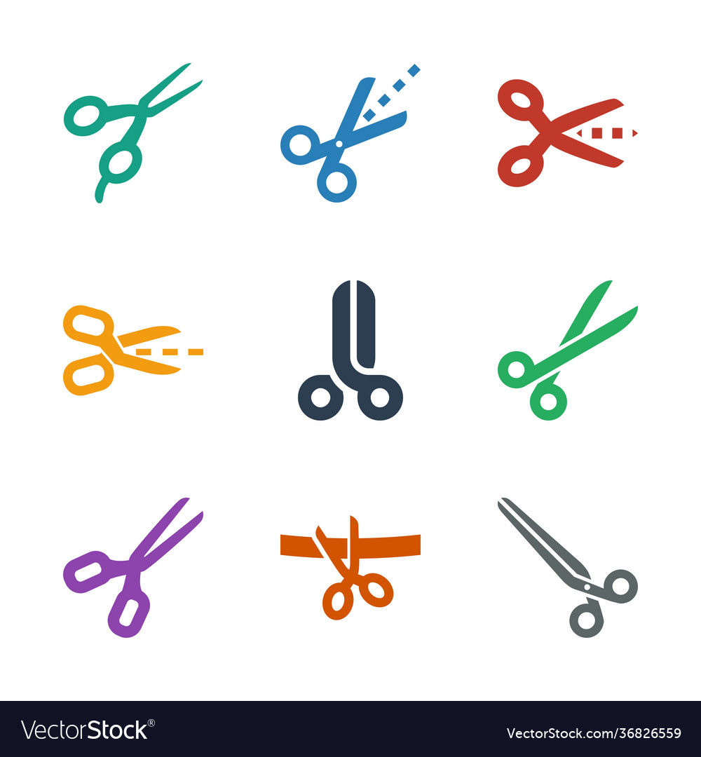 9 scissor icons Royalty Free Vector Image - VectorStock