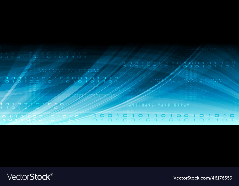 Blue web tech binary code header Royalty Free Vector Image