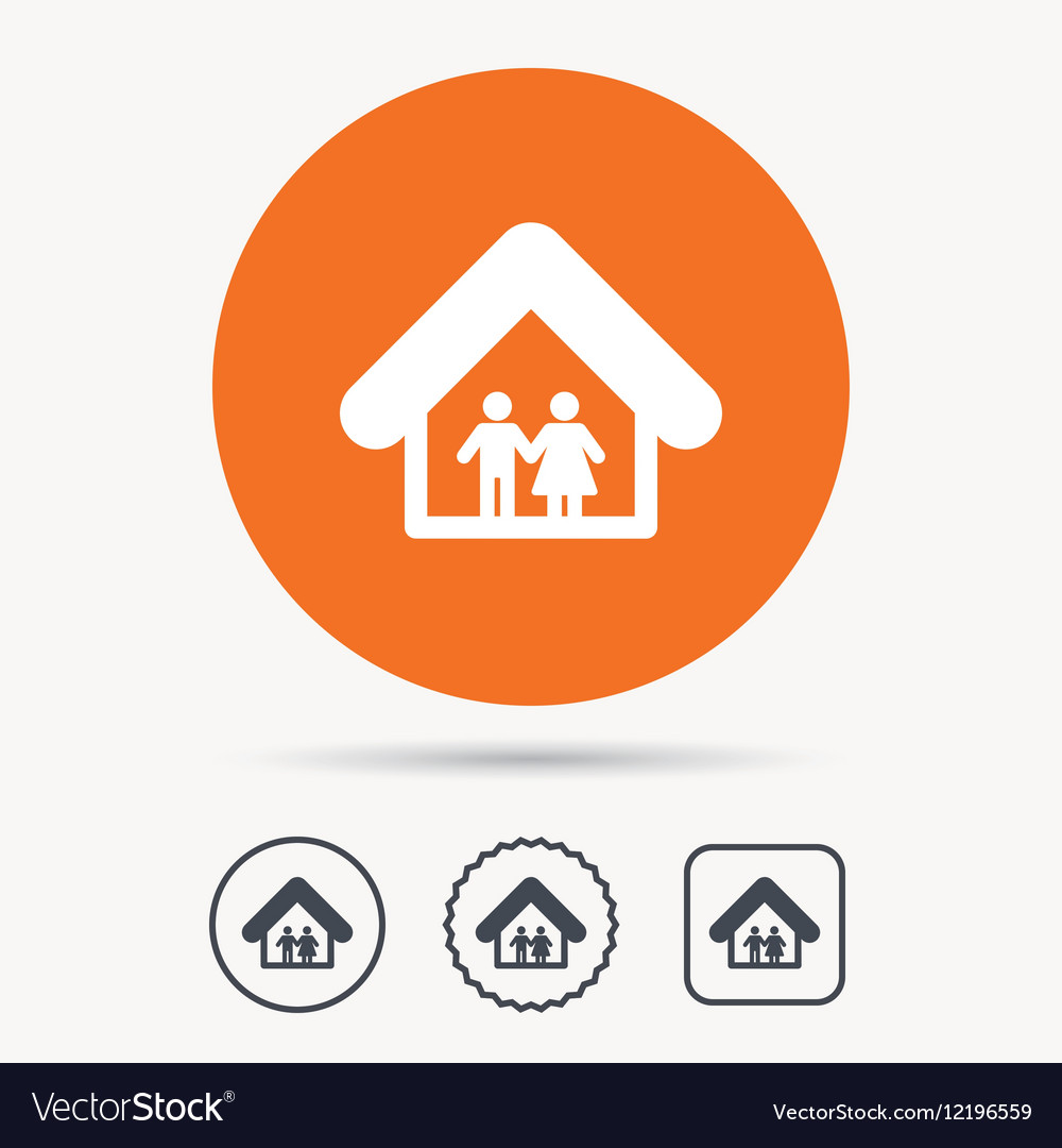 Family icon father and mother in home sign Vector Image