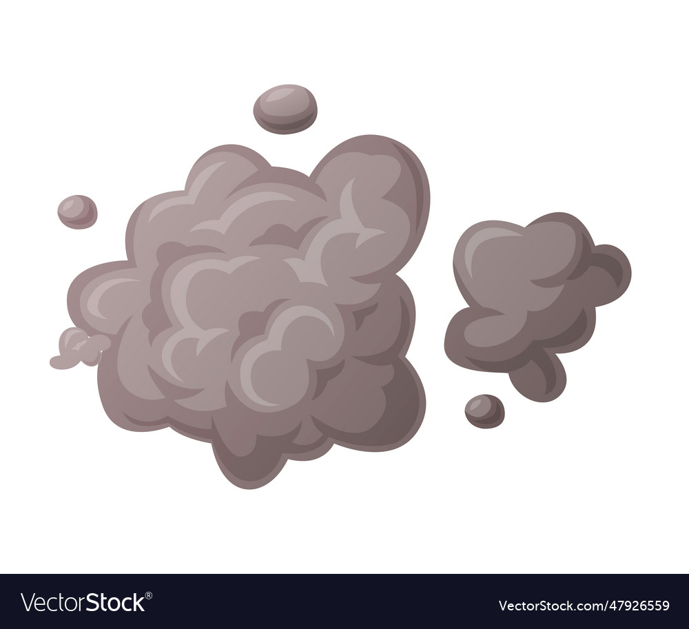 Grey smoke cloud and dust explosion puff