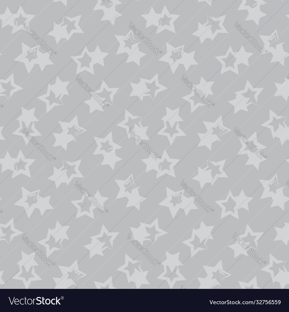 Grey stars brush stroke seamless pattern