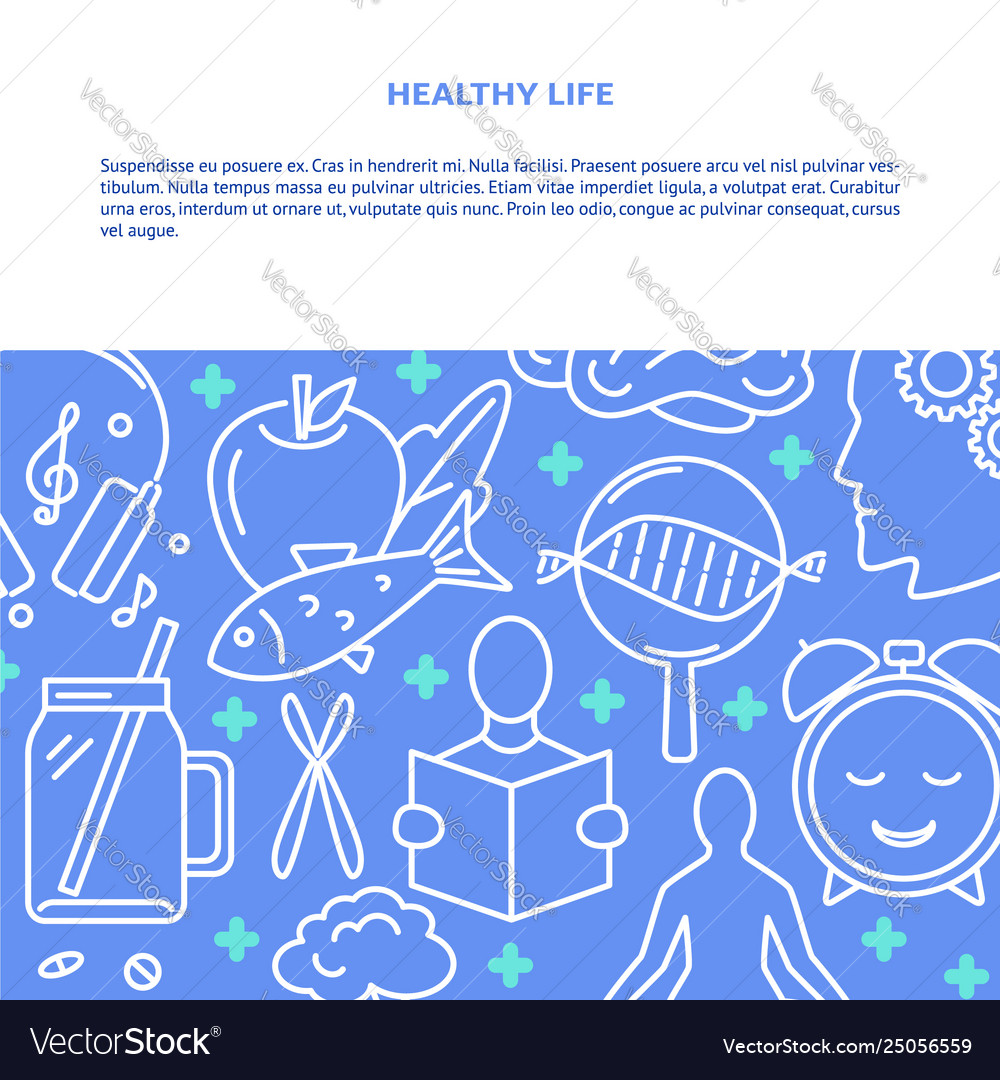 Healthy Life Concept Background In Line Style With