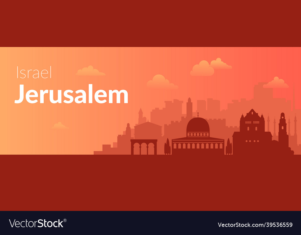 Jerusalem israel famous city view background vector image Jerusalem israel famous city view background
