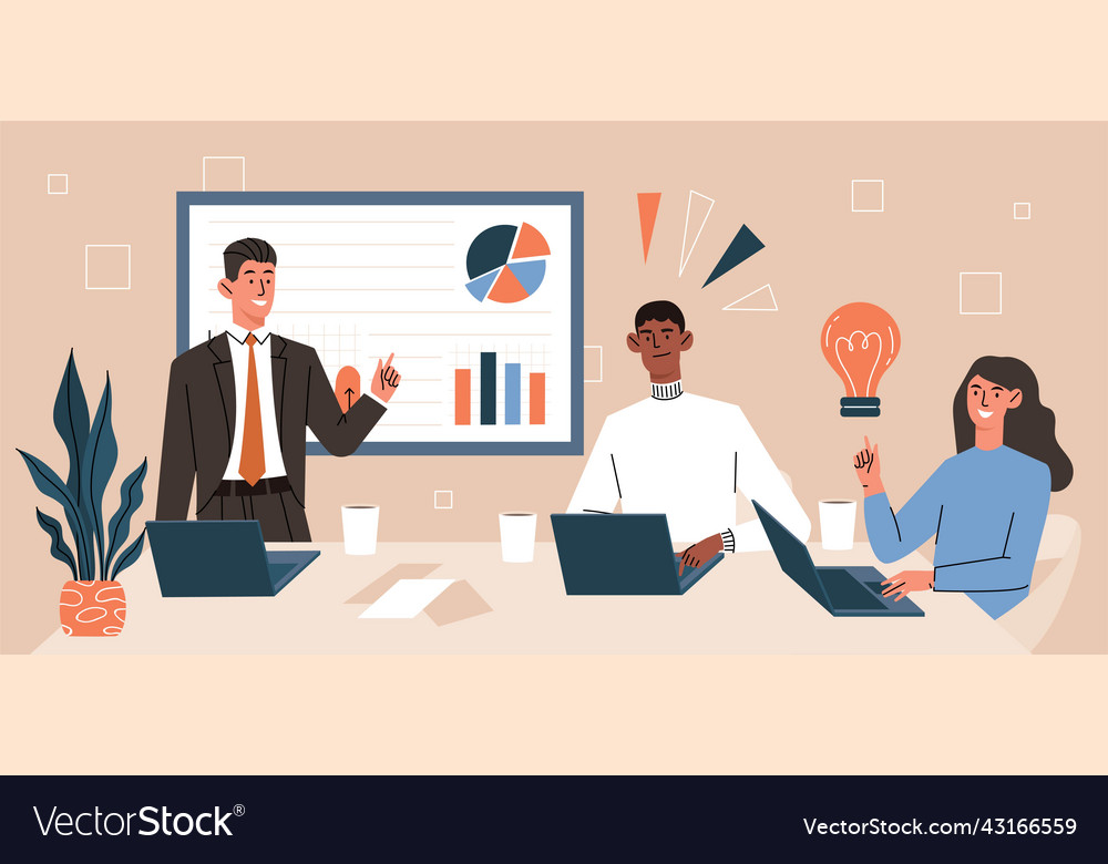 Meeting in office Royalty Free Vector Image - VectorStock