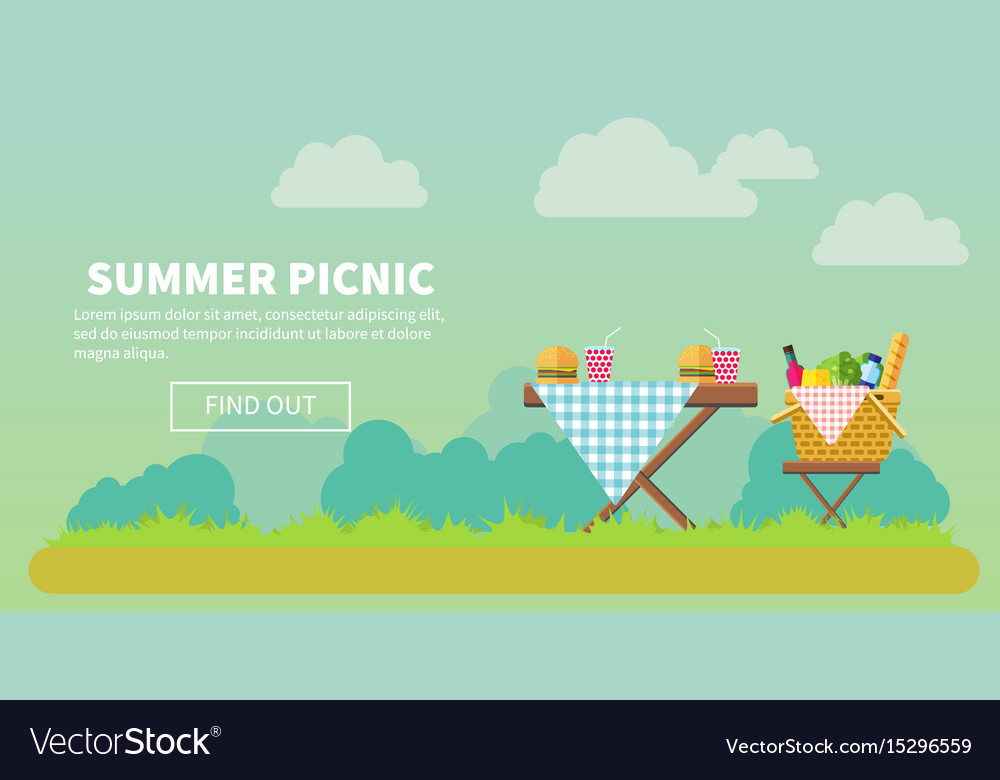 Picknick im Freien im Parkbanner