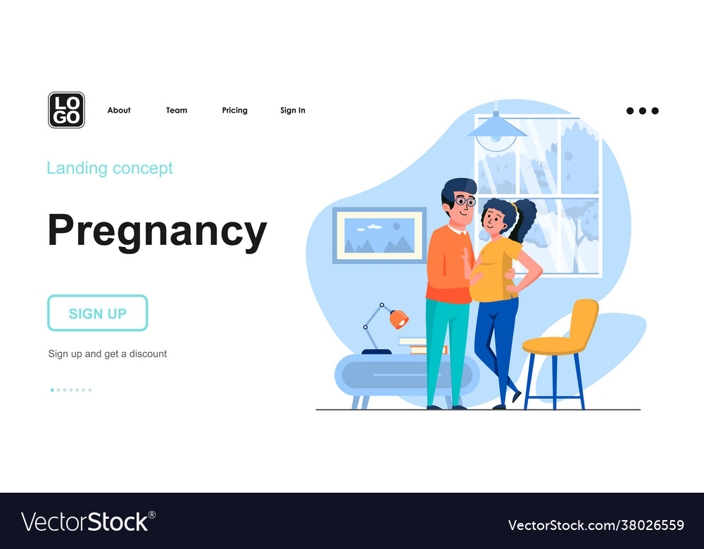 Pregnancy web concept young family expecting Vector Image