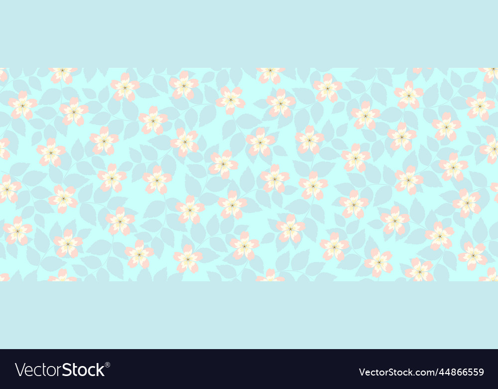 Seamless pattern of flowers leaves