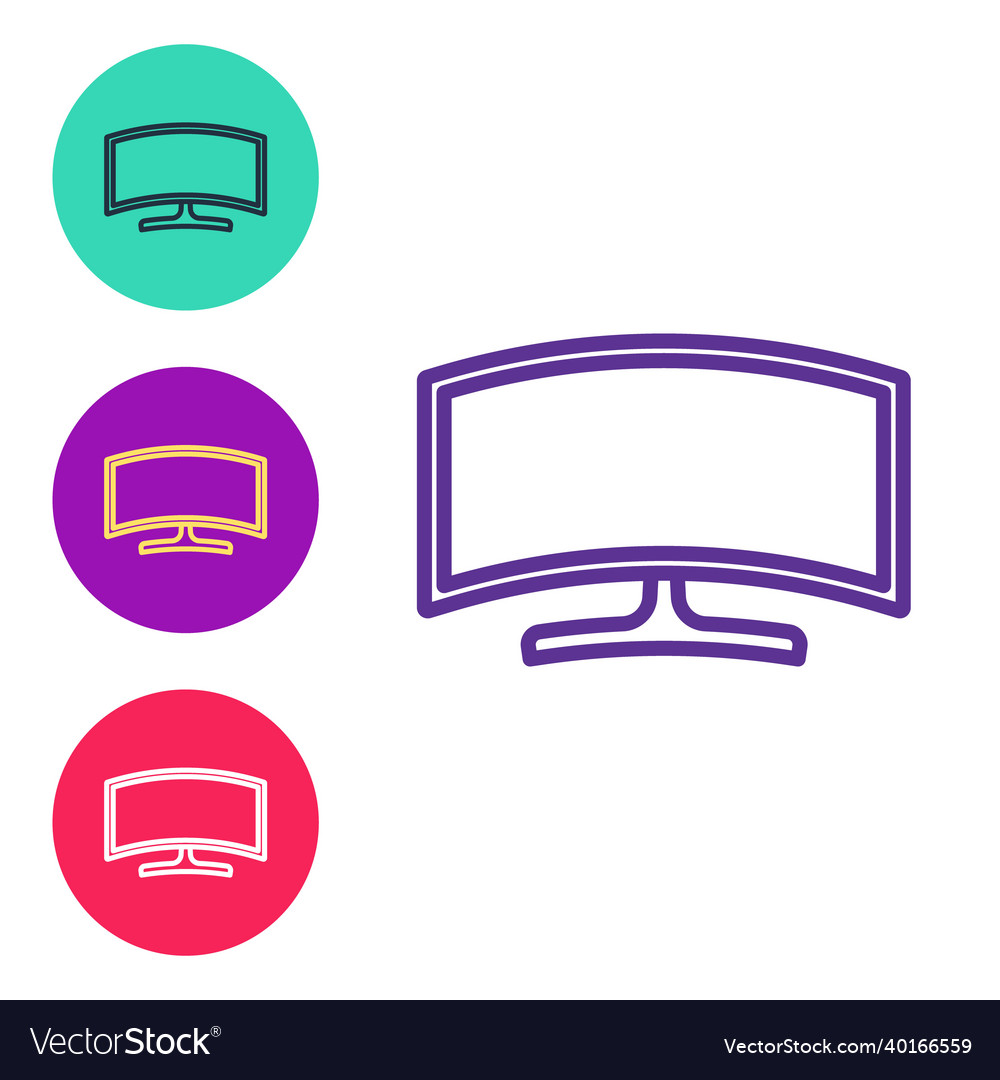 Set line computer monitor icon isolated on white